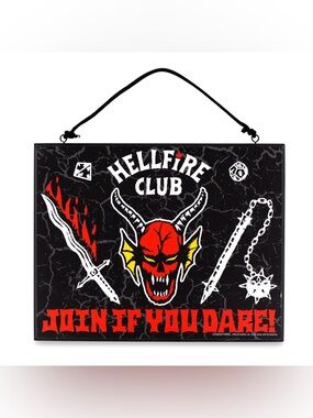 Stranger Things Hellfire Club Reversible Double-Sided Hanging Sign Wall Art